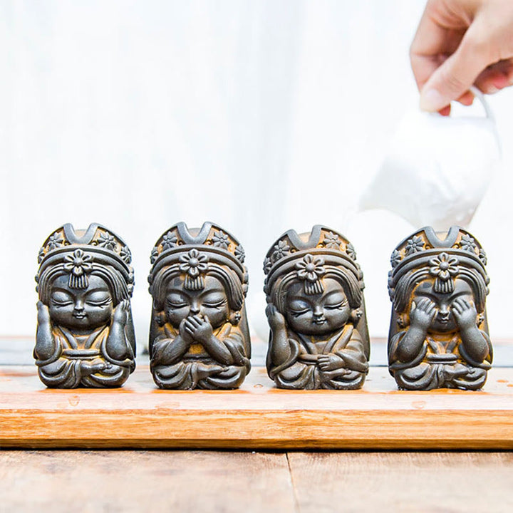 Buddha Stones Ręcznie Zakiram Żelazo Proszek Rdza Odlew Żywicy Statua Zen Dekoracja Domu