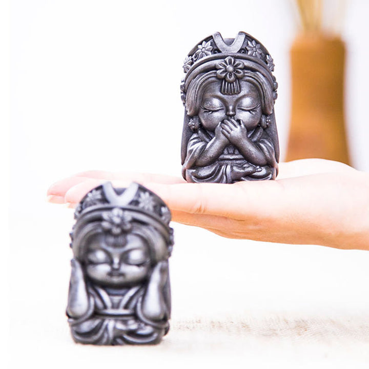 Buddha Stones Ręcznie Zakiram Żelazo Proszek Rdza Odlew Żywicy Statua Zen Dekoracja Domu