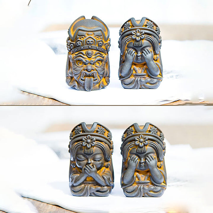 Buddha Stones Ręcznie Zakiram Żelazo Proszek Rdza Odlew Żywicy Statua Zen Dekoracja Domu