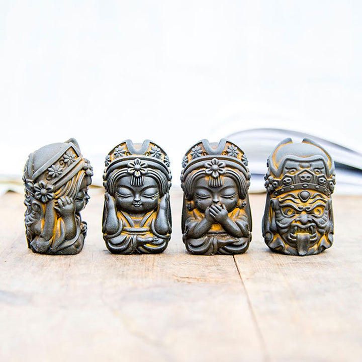 Buddha Stones Ręcznie Zakiram Żelazo Proszek Rdza Odlew Żywicy Statua Zen Dekoracja Domu - image 1