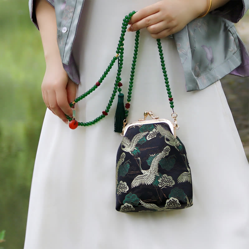 Buddha Stones Retro Chiński Haft Perłowy Łańcuch Torba Crossbody Torba Na Ramię - image 2