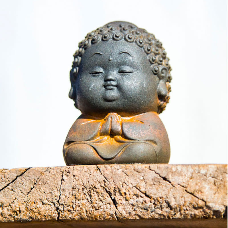 Buddha Stones Małe Stojące Leżące Siedzące Uroczy Budda Żelazo Proszek Rdza Odlew Żywicy Statua Dekoracja Domu - image 19