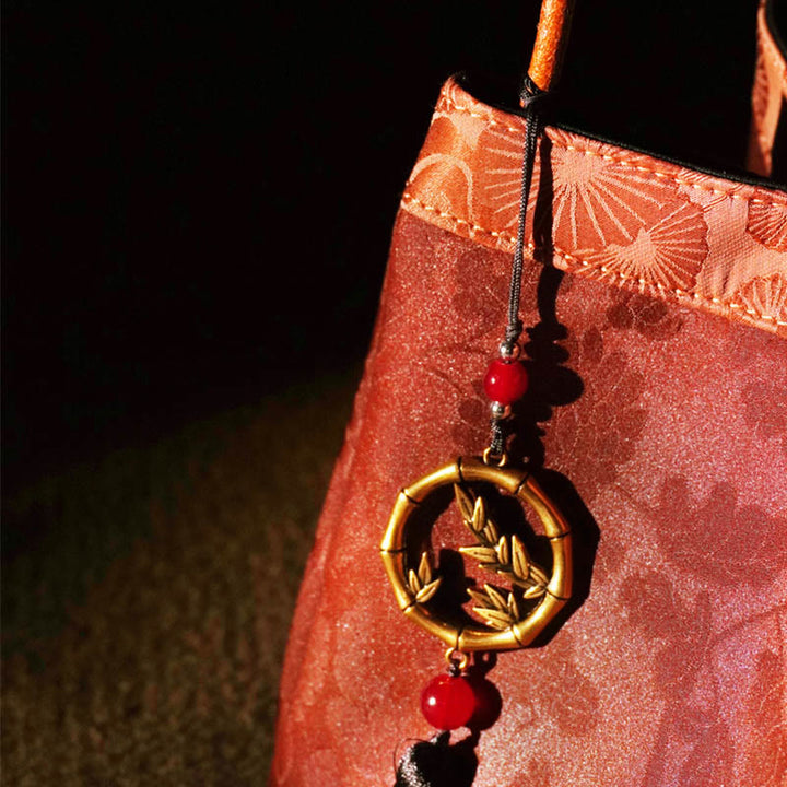 Buddha Stones Kwiat śliwki Gałęzie bambusa Haft Chwost Xiangyunsha Jedwabna torba na ramię Torebki wiszące