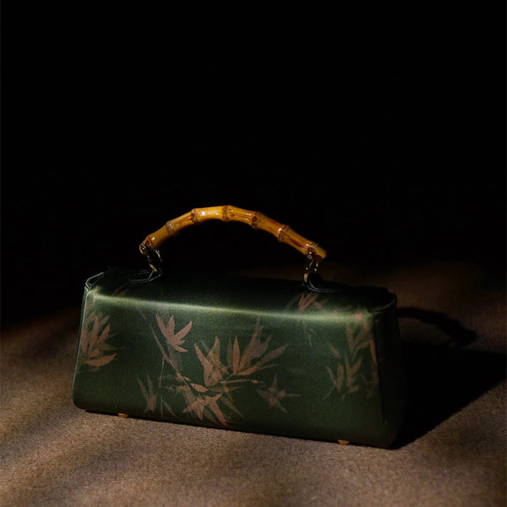 Buddha Stones Liście Gałęzie Bambusowy Uchwyt Metalowy Łańcuch Torba Crossbody Hangbags