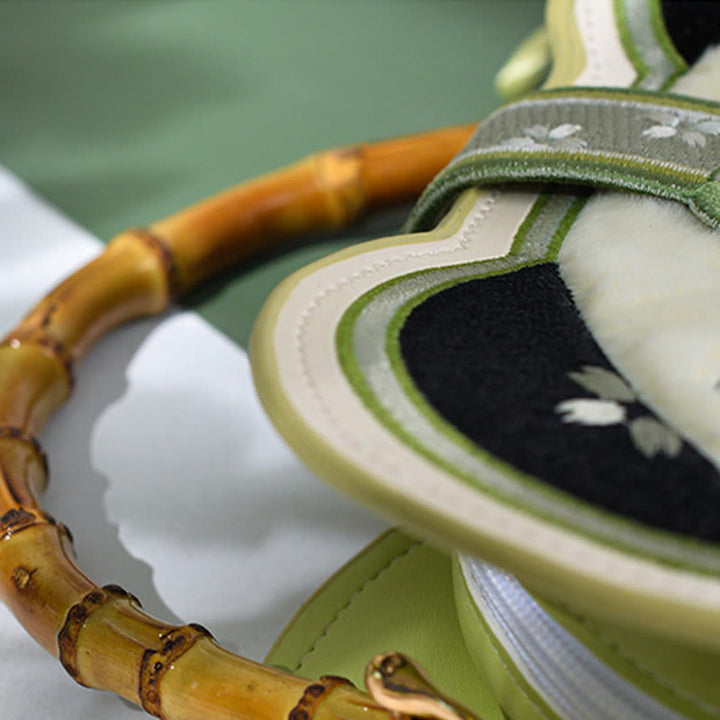 Buddha Stones Panda Bambus Haft Perłowy Łańcuch Chiński Węzeł Chwost Torba Crossbody Torebki