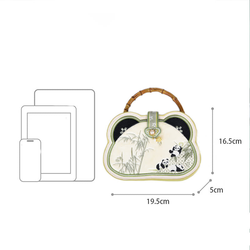 Buddha Stones Panda Bambus Haft Perłowy Łańcuch Chiński Węzeł Chwost Torba Crossbody Torebki