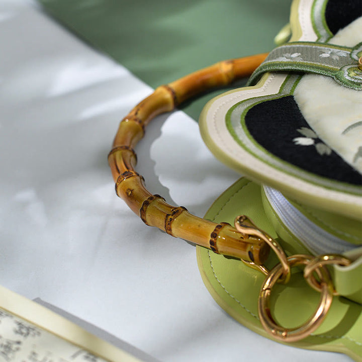 Buddha Stones Panda Bambus Haft Perłowy Łańcuch Chiński Węzeł Chwost Torba Crossbody Torebki
