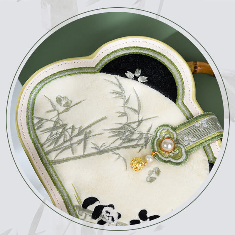 Buddha Stones Panda Bambus Haft Perłowy Łańcuch Chiński Węzeł Chwost Torba Crossbody Torebki