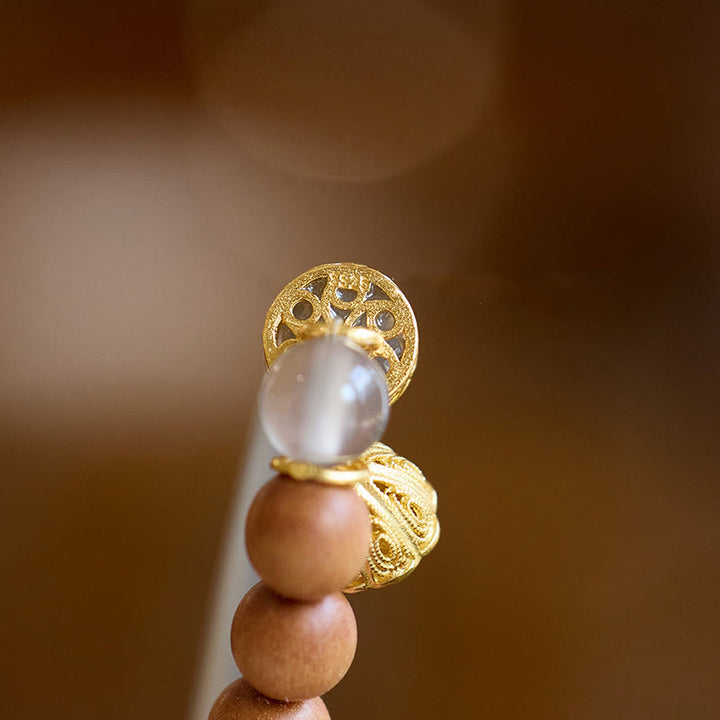 Buddha Stones Sandałowiec Szary Agat Chalcedon Mankiet Pół Bransoletka Bangle