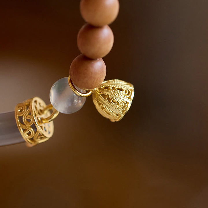 Buddha Stones Sandałowiec Szary Agat Chalcedon Mankiet Pół Bransoletka Bangle