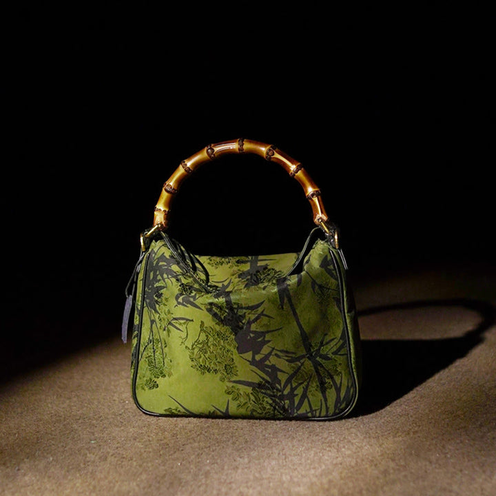 Buddha Stones Lush Bamboo Handle Xiangyunsha Silk Torebki typu crossbody