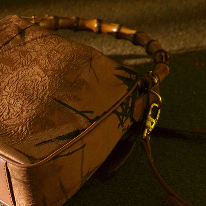 Buddha Stones Lush Bamboo Handle Xiangyunsha Silk Torebki typu crossbody