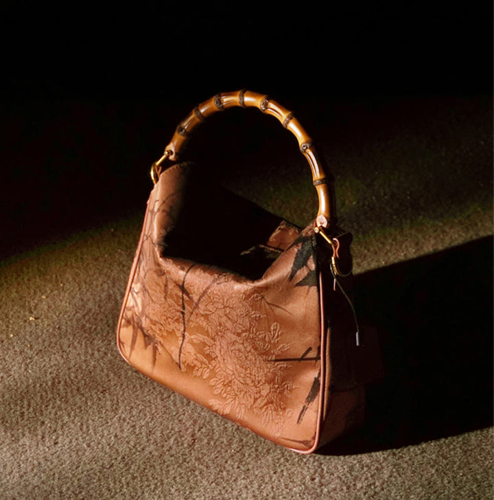 Buddha Stones Lush Bamboo Handle Xiangyunsha Silk Torebki typu crossbody