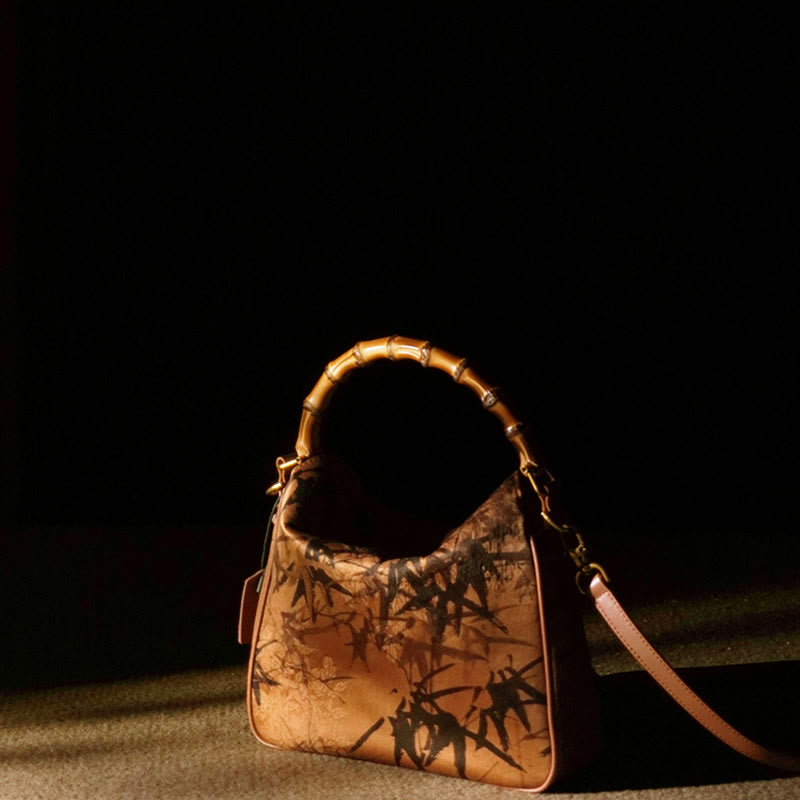 Buddha Stones Lush Bamboo Handle Xiangyunsha Silk Torebki typu crossbody