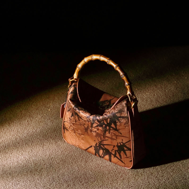 Buddha Stones Lush Bamboo Handle Xiangyunsha Silk Torebki typu crossbody