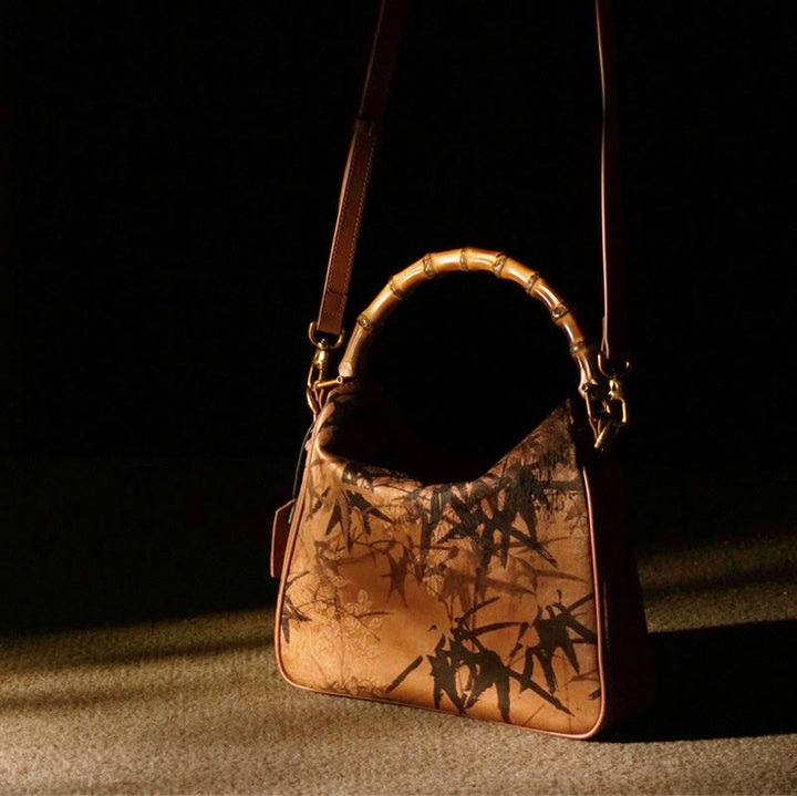 Buddha Stones Lush Bamboo Handle Xiangyunsha Silk Torebki typu crossbody