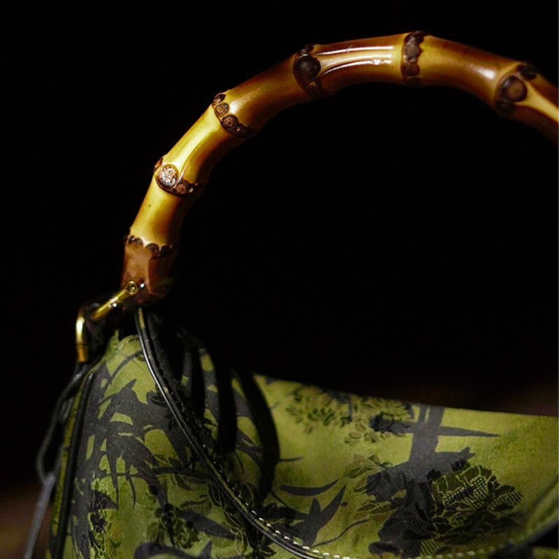 Buddha Stones Lush Bamboo Handle Xiangyunsha Silk Torebki typu crossbody