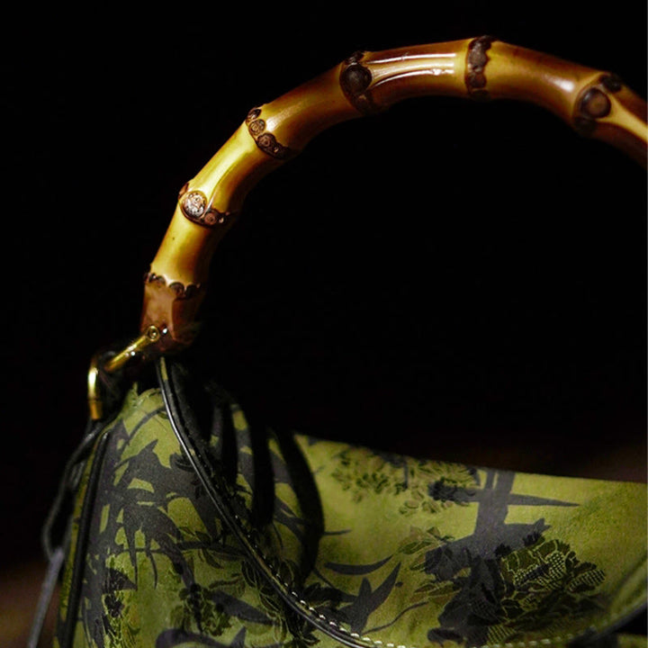 Buddha Stones Lush Bamboo Handle Xiangyunsha Silk Torebki typu crossbody