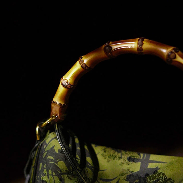 Buddha Stones Lush Bamboo Handle Xiangyunsha Silk Torebki typu crossbody