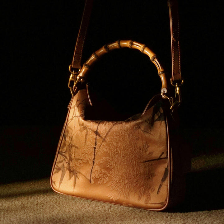 Buddha Stones Lush Bamboo Handle Xiangyunsha Silk Torebki typu crossbody