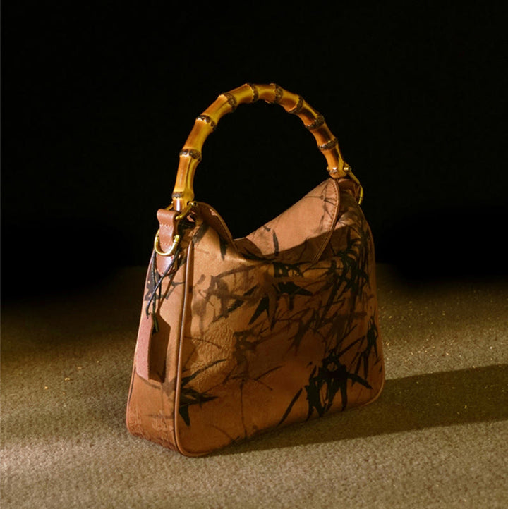 Buddha Stones Lush Bamboo Handle Xiangyunsha Silk Torebki typu crossbody