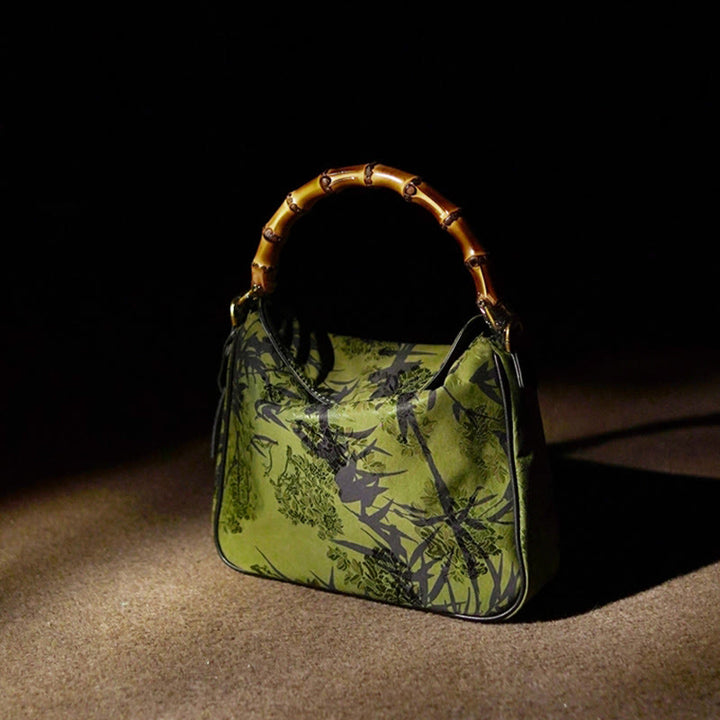 Buddha Stones Lush Bamboo Handle Xiangyunsha Silk Torebki typu crossbody