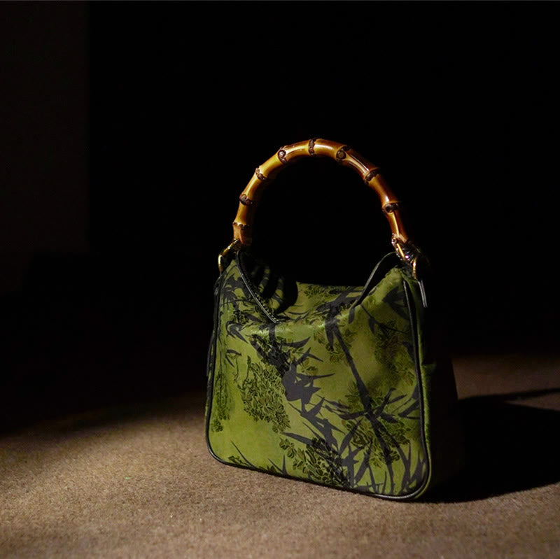 Buddha Stones Lush Bamboo Handle Xiangyunsha Silk Torebki typu crossbody