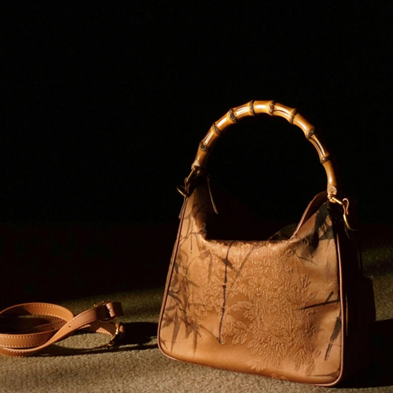 Buddha Stones Lush Bamboo Handle Xiangyunsha Silk Torebki typu crossbody