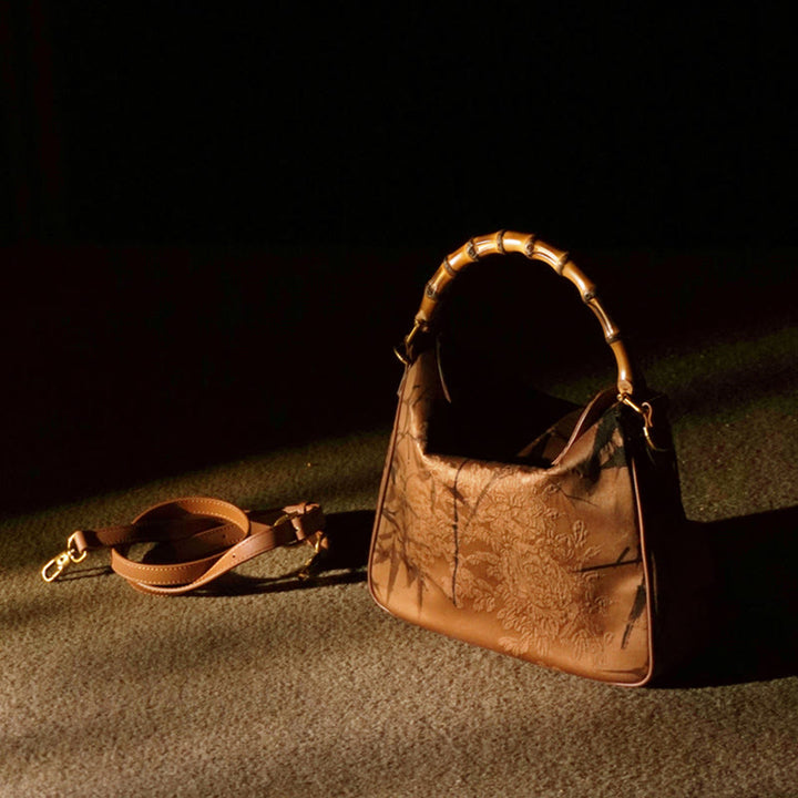 Buddha Stones Lush Bamboo Handle Xiangyunsha Silk Torebki typu crossbody