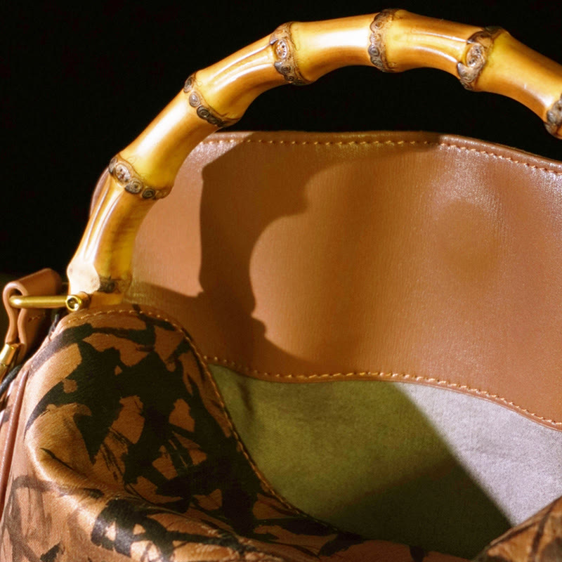 Buddha Stones Lush Bamboo Handle Xiangyunsha Silk Torebki typu crossbody