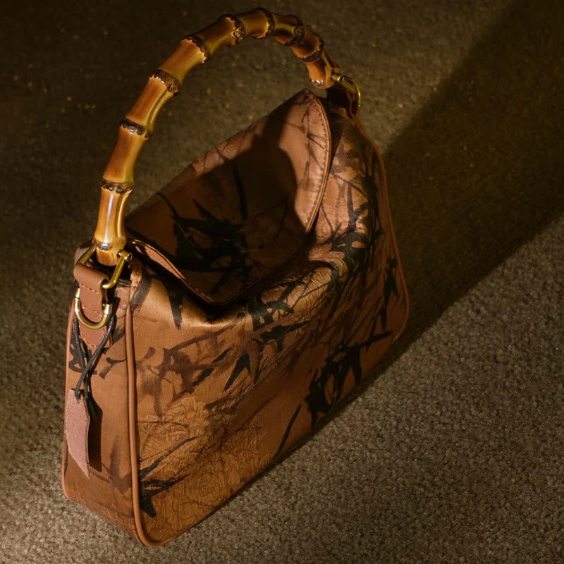 Buddha Stones Lush Bamboo Handle Xiangyunsha Silk Torebki typu crossbody