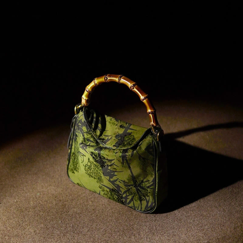 Buddha Stones Lush Bamboo Handle Xiangyunsha Silk Torebki typu crossbody