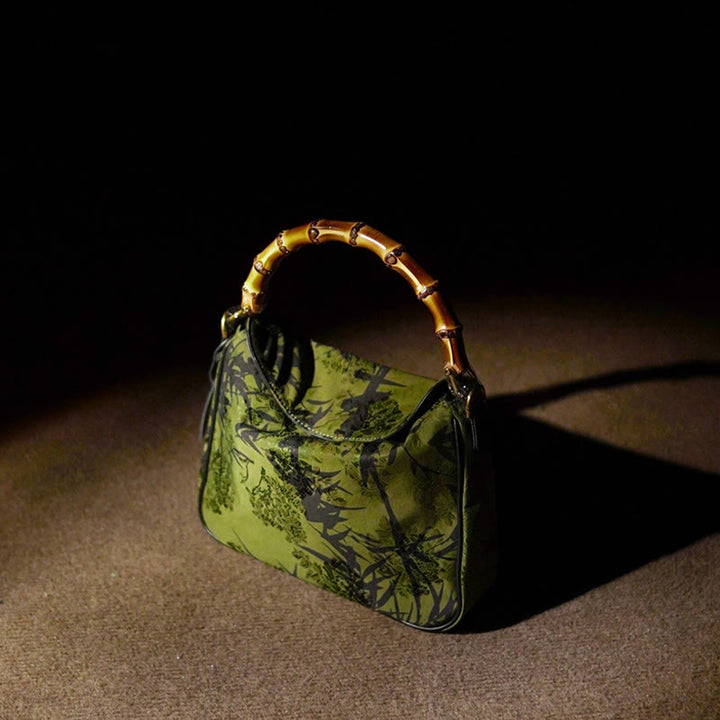 Buddha Stones Lush Bamboo Handle Xiangyunsha Silk Torebki typu crossbody