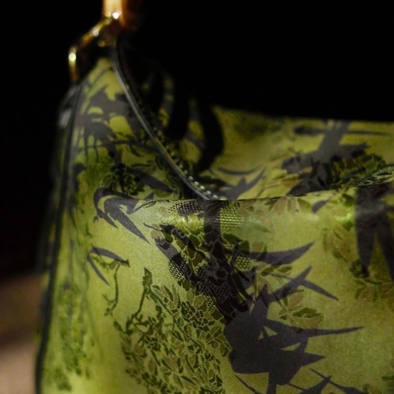 Buddha Stones Lush Bamboo Handle Xiangyunsha Silk Torebki typu crossbody