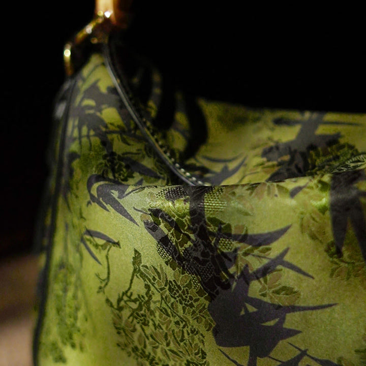 Buddha Stones Lush Bamboo Handle Xiangyunsha Silk Torebki typu crossbody