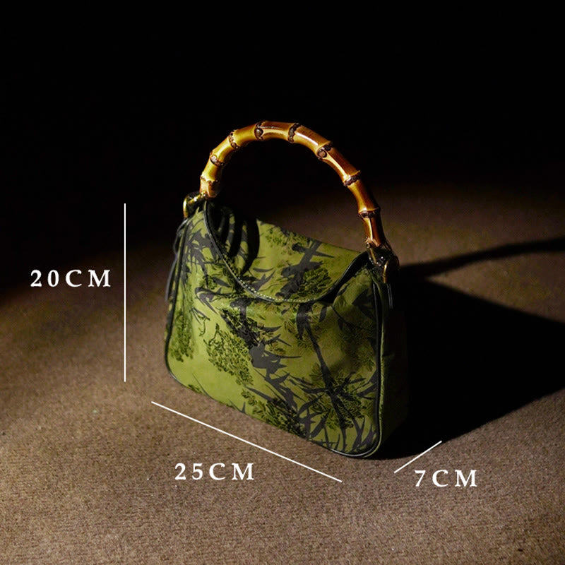 Buddha Stones Lush Bamboo Handle Xiangyunsha Silk Torebki typu crossbody