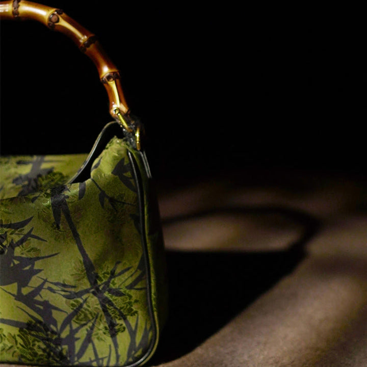 Buddha Stones Lush Bamboo Handle Xiangyunsha Silk Torebki typu crossbody