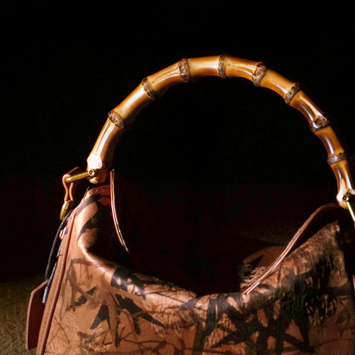 Buddha Stones Lush Bamboo Handle Xiangyunsha Silk Torebki typu crossbody
