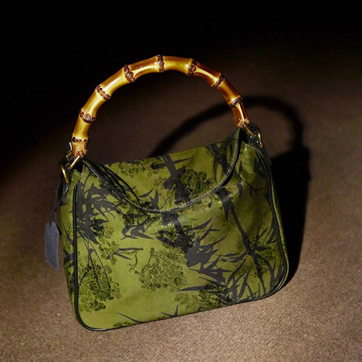 Buddha Stones Lush Bamboo Handle Xiangyunsha Silk Torebki typu crossbody