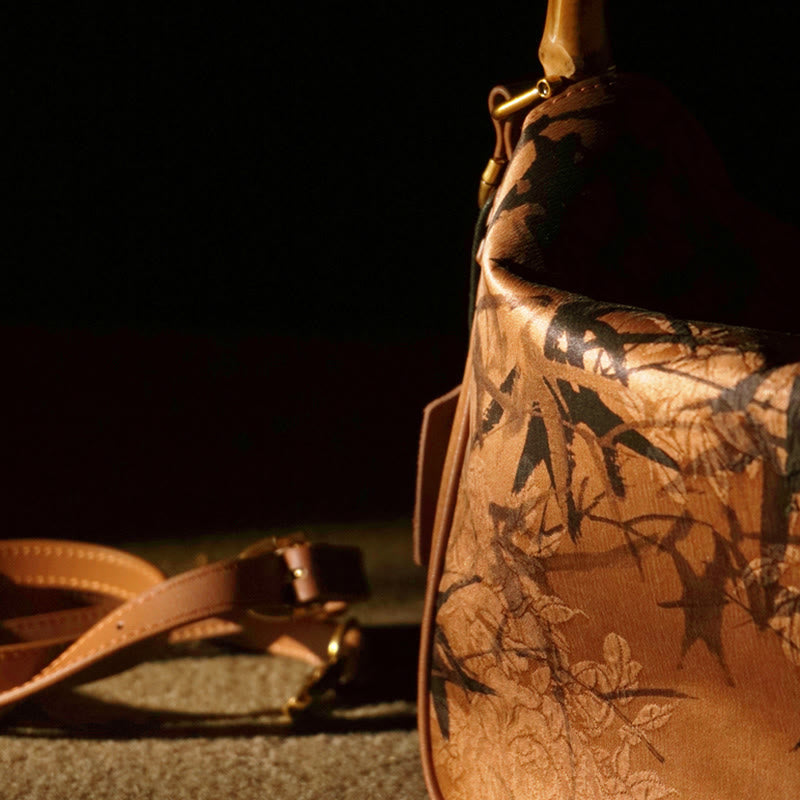Buddha Stones Lush Bamboo Handle Xiangyunsha Silk Torebki typu crossbody