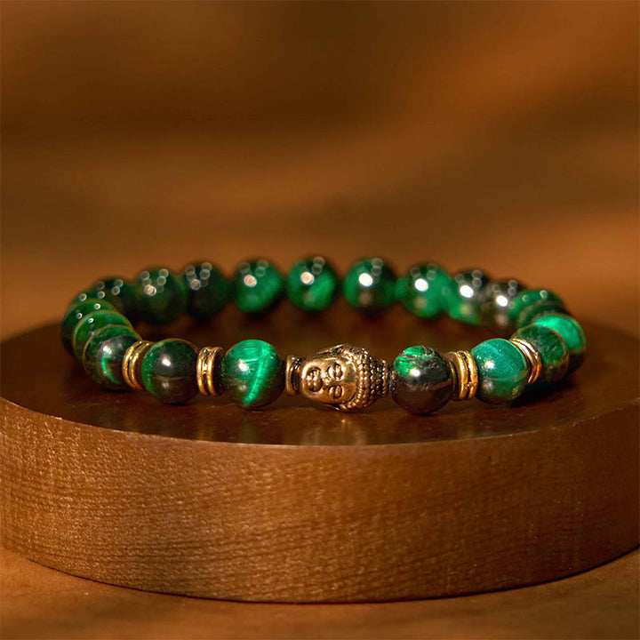 Buddha Stones Niebieski Zielony Czerwony Tygrysie Oko Głowa Buddy Bransoletka Równowaga