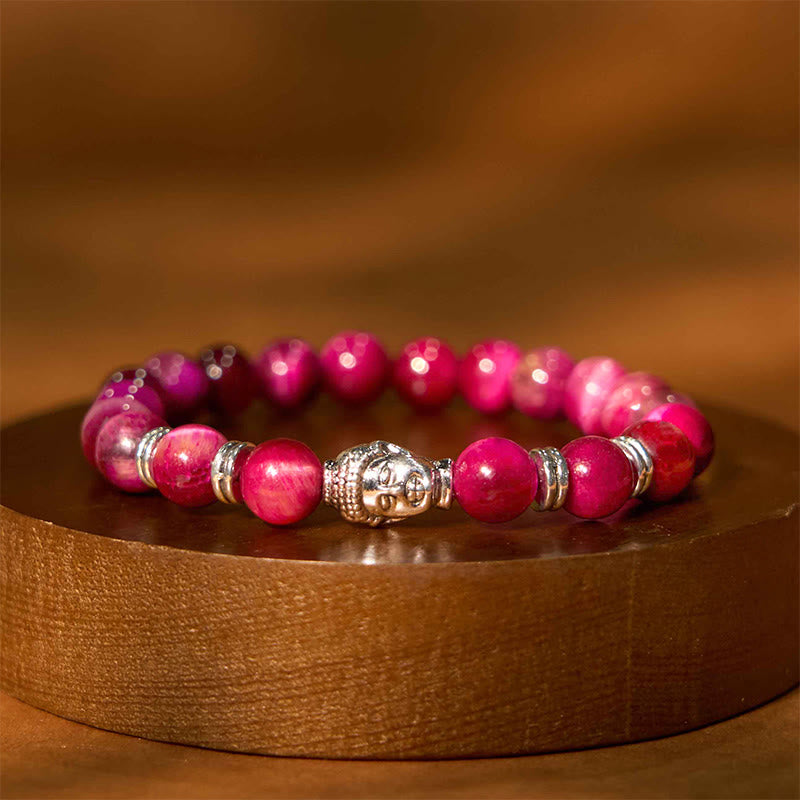 Buddha Stones Niebieski Zielony Czerwony Tygrysie Oko Głowa Buddy Bransoletka Równowaga