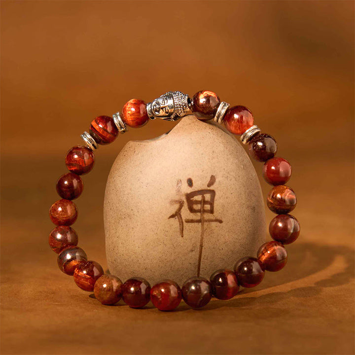 Buddha Stones Niebieski Zielony Czerwony Tygrysie Oko Głowa Buddy Bransoletka Równowaga