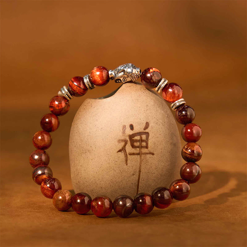 Buddha Stones Niebieski Zielony Czerwony Tygrysie Oko Głowa Buddy Bransoletka Równowaga