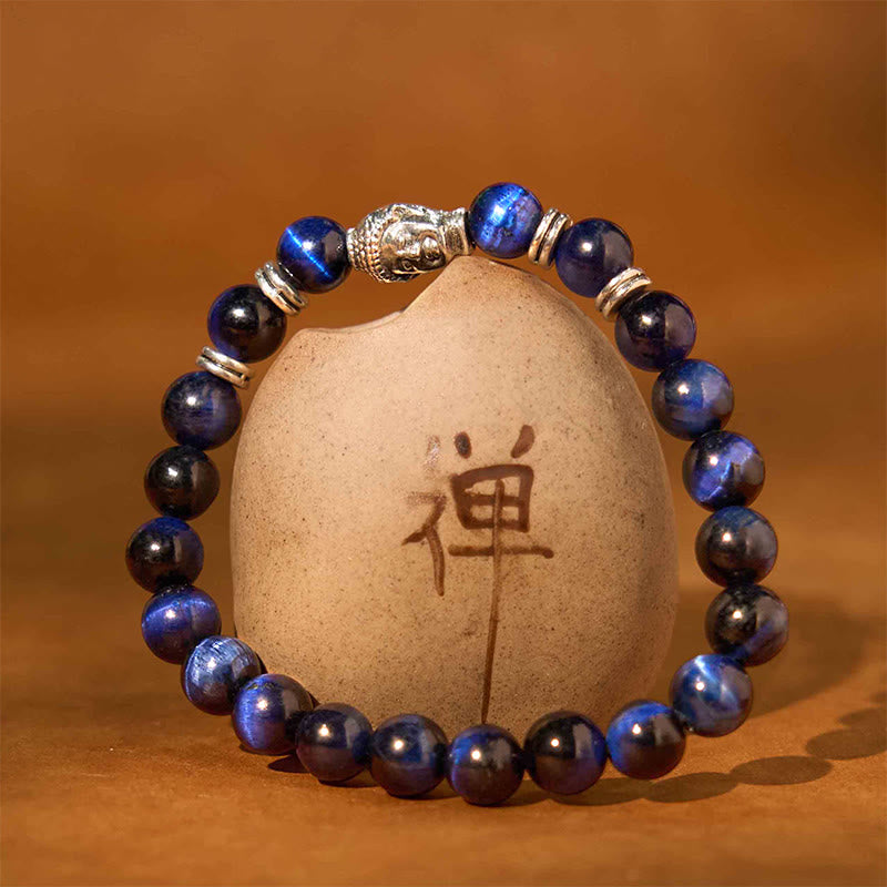 Buddha Stones Niebieski Zielony Czerwony Tygrysie Oko Głowa Buddy Bransoletka Równowaga