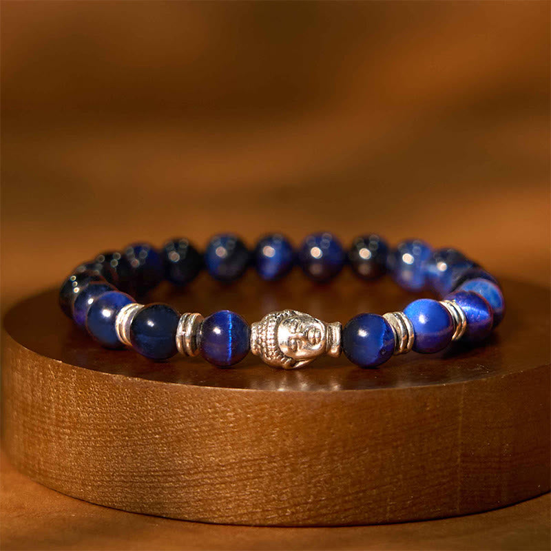 Buddha Stones Niebieski Zielony Czerwony Tygrysie Oko Głowa Buddy Bransoletka Równowaga