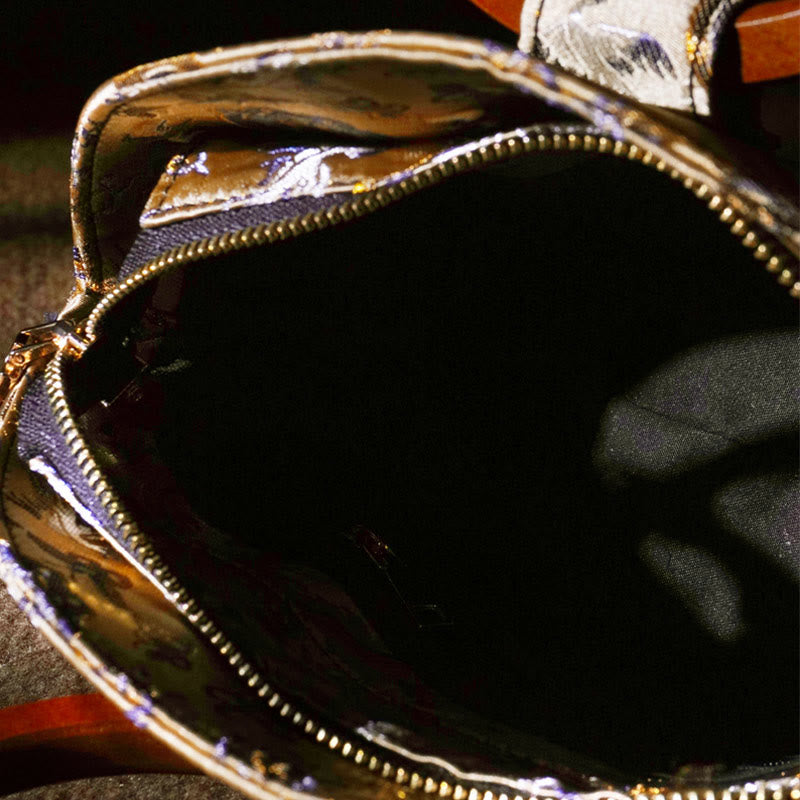 Buddha Stones Żuraw Jeleń Fala Morska Drewniana Rączka Metalowy Łańcuch Portfel Na Zmiany Torebka Crossbody Torebki Wiszące