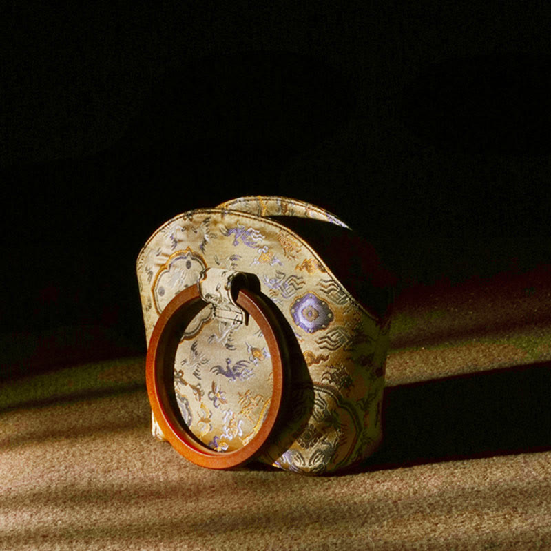 Buddha Stones Żuraw Jeleń Fala Morska Drewniana Rączka Metalowy Łańcuch Portfel Na Zmiany Torebka Crossbody Torebki Wiszące
