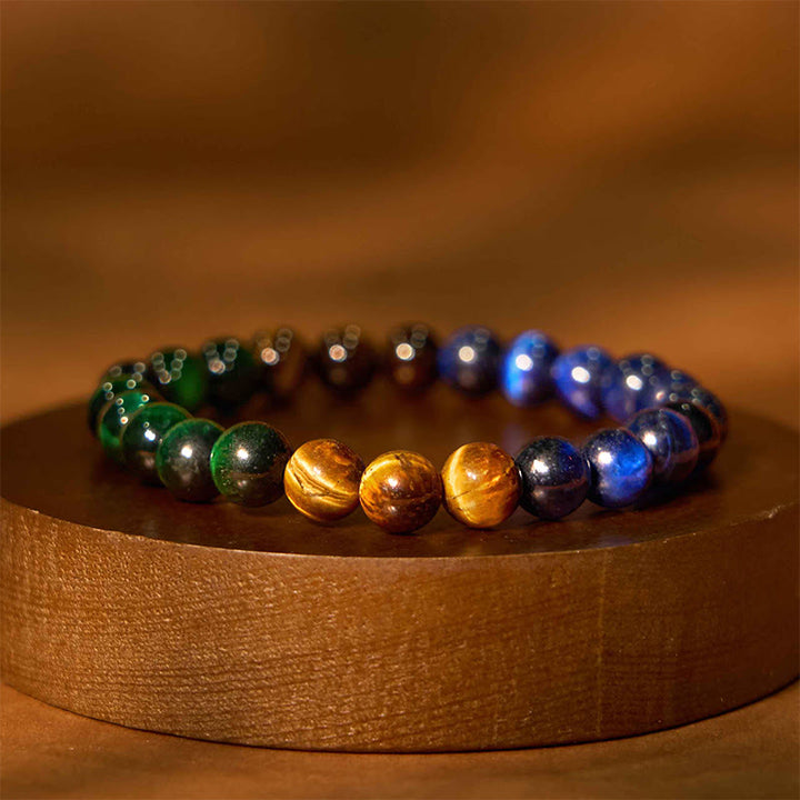 Buddha Stones Niebieskie Tygrysie Oko Zielone Tygrysie Oko Bransoletka Równowagi Tygrysiego Oka