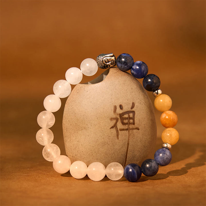 Buddha Stones Naturalny Czarny Onyks Biały Kamień Zielony Awenturyn Tygrysie Oko Agat Mieszany Kolor Bransoletka Ochronna Głowy Buddy
